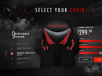 Respawn Gaming Chair chair gaming ui ux webdesign