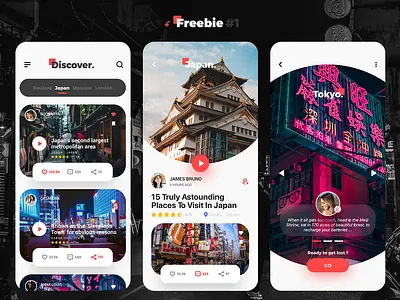 Descover app - Freebie adobe xd app app design discover freebie freebie xd freebies japan osaka tokyo ui ui ux ui ux design ui design ui kit ui kits uidesign uiux xd xddailychallenge