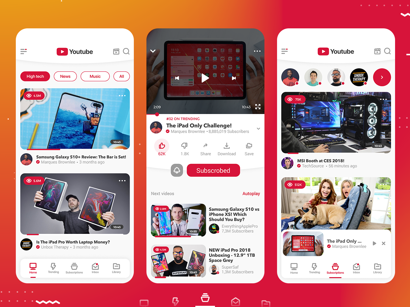 Youtube app - Ui redesign by Da Vinshi ™ on Dribbble