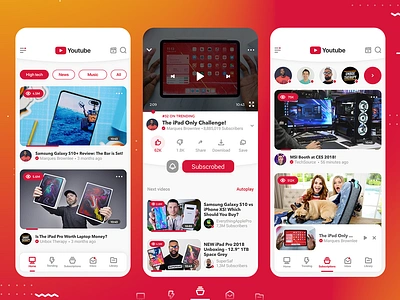 Youtube app - Ui redesign adobe xd app design app ui app ui design design app flat design flat ui flat ui design redesign concept ui ux design ui kit uidesign uiux user experience user interface userinterface xd xddailychallenge youtube youtube app