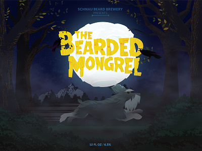 The Bearded Mongrel bmp dog fog illustration moon night spooky texture type vector woods
