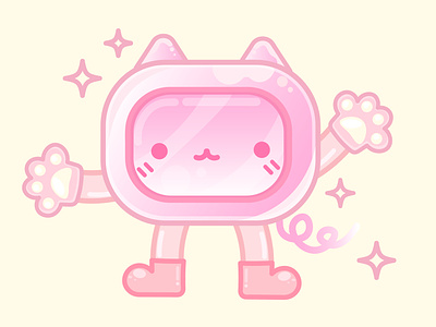 Kawaii Pink TV adobe illustrator cartoon character cute design kawaii picture vector