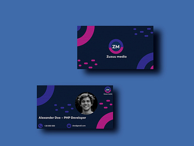 Business card design adobe illustrator blue branding business card design designer developer graphic design illustration logo php typography vector