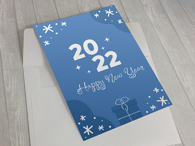 Happy New Year 2022 greeting card. 2022 adobe illustrator blue branding card design gift graphic design greeting card holiday illustration merry christmas new year snow snowflakes typography vector winter xmas