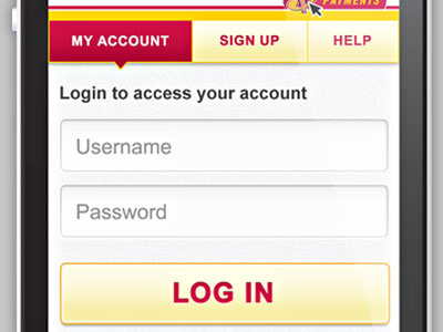 RTO Payments Mobile Web design gui iphone login mobile website