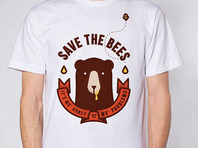 Save The Bees Tee apparel bear bee clothing design dtg flat graphics honey illustration illustrator independent lucas lucas jubb screen print tee tshirt typography vector