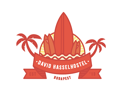 David Hasslehostel Mk 1 badge banner branding flat graphic design illustration jubb logo lucas palm tree surfboard vector