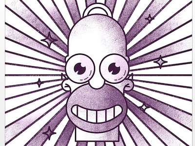 Mr Sparkle - Homer Simpson icon illustration lucas jubb portrait risograph screen print simpsons sparkle texture vector
