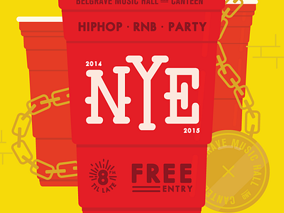 NYE Hip-Hop Night chain hiphop illustration lucas lucas jubb nye poster rap red cup