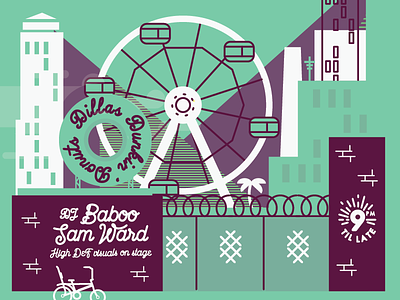 WIP LA Gig Poster barbwire bike chopper compton illustration la lucas lucas jubb skyline wheel