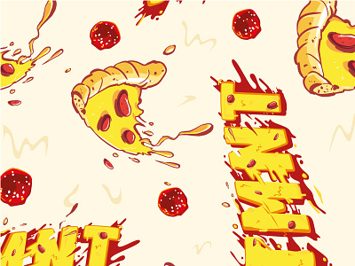 TMNT Nickelodeon Illustration Typography Pizza Pattern