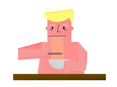 Topless Trump #loserdonald character donald trump eating editorial election food illustration lucas jubb noodles trump