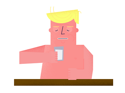 Topless Trump enjoys a glass of warm milk #loserdonald character donald trump eating editorial election food illustration lucas jubb milk trump