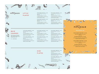 Potlikker menu design version one branding hand drawn homemade identity lucas jubb menu design restaurant soul food street food