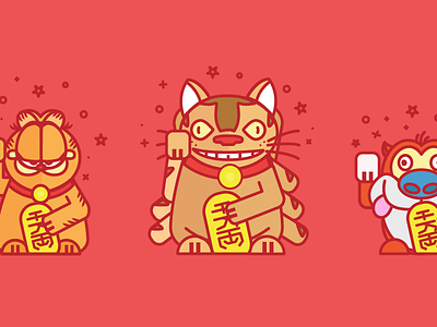 A History of Cartoon Cats catbus cats garfield illustration infographic japan lucas jubb lucky cat nickelodeon stimpy studio ghibli totoro