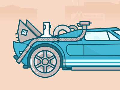 Ford GT Time Machine back to the future car delorean flux capacitor ford gt illustration lucas jubb time machine vector