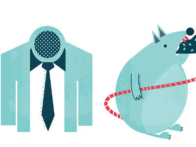 A Rat in a suit colour halftone rat suit texture tie sick