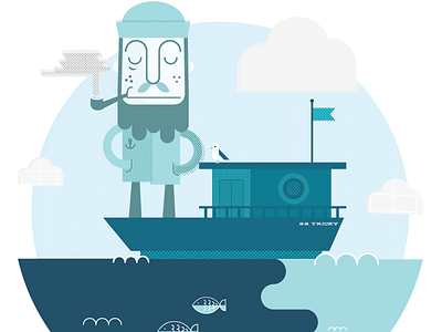 Sealife boat captain design editorial graphic icon illustration illustrator jubb lucas pipe sea sea life seagull ship vector