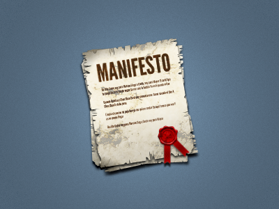 Manifesto manifesto old paper ribbon seal torn wax