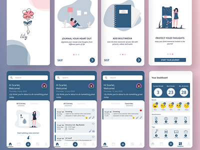 LILY - A Daily Journaling App figma ux uxdesign uxui