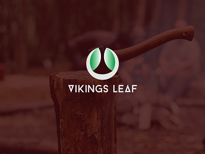 Vikings leaf flat logo design