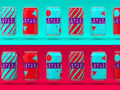 Gold Drinks 3d bottle branding cans graphic design illustration packaging