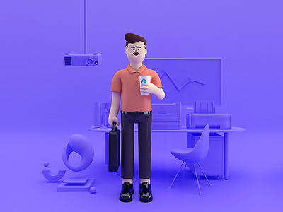 People/office workers, 66 credit days. 3d c4d the character image