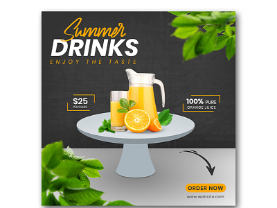 Juice Drink Social Media Post for Restaurant Menu