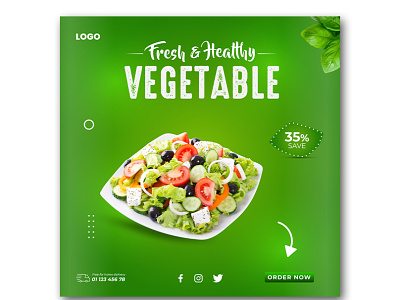 Healthy Vegetable Food Social Media Post Banner Template