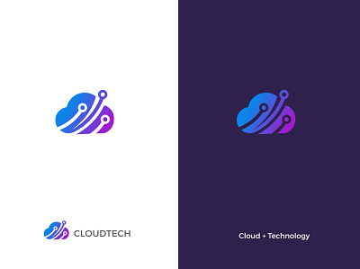 CLOUD TECH app logo brand kit social media kit software logo tech logo web logo