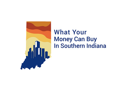 WHAT YOUR MONEY CAN BUY IN SOUTHERN INDIANA app logo branding design business logo realestate logo realtor logo