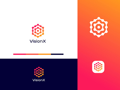 Vision X app icon app logo brand kit branding design crypto logo design food logo illustration logo tech logo