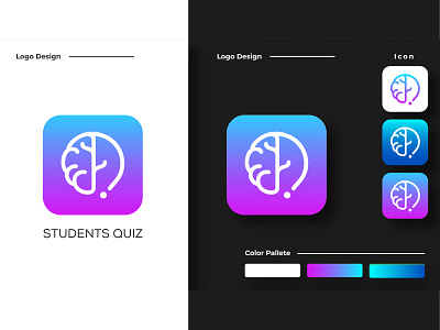 Students Quiz app icon app logo brand kit branding design crypto logo design food logo illustration logo tech logo