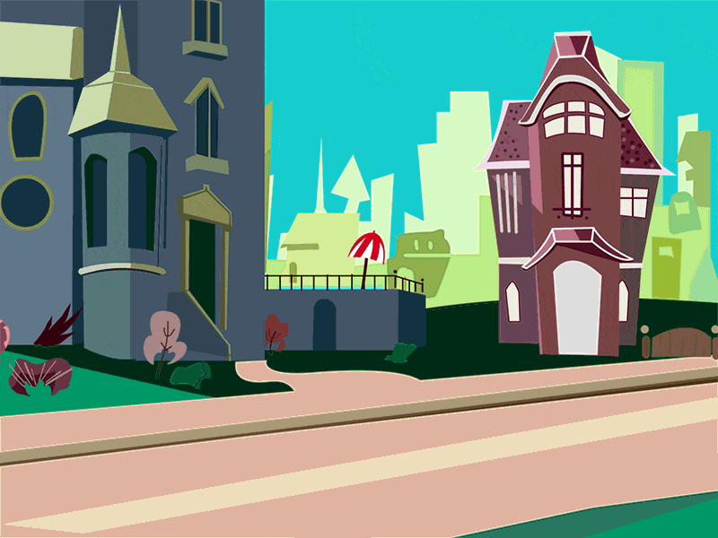 Parallax Neighborhood animation animation 2d car house motion motion design motion graphics neighborhood parallax street