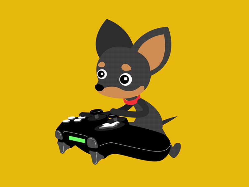 Pinscher Gamer animation dog game joystick motion motion design motion graphics pet pinscher puppy videogame