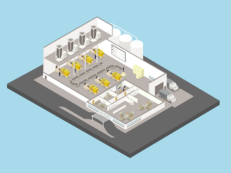 Inside the Factory company explanatory video factory industry infographic machine machinery
