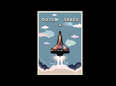 outerspace 2d art art design flat graphic design icon illustration illustration art typography vector vintage design vintage font