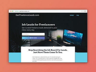 GetFreelanceLeads.com Site Idea freelance business landing page design lead magnet refactoring ui