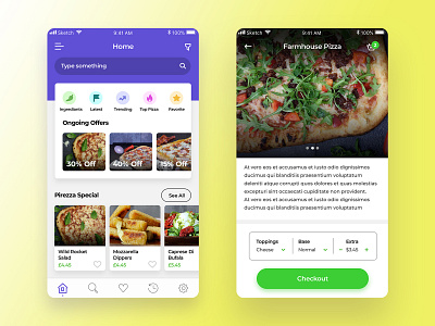 Pizza Delivery App branding design interface design mockup pizza sketch ui