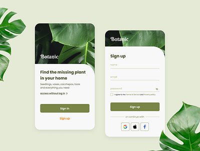 Daily 01 - sign up app design garden plant ui ux