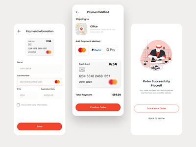 Card Payment Method App Screens