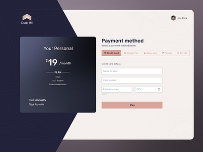 Daily UI #002 — Credit Card Checkout | 100 days UI challenge