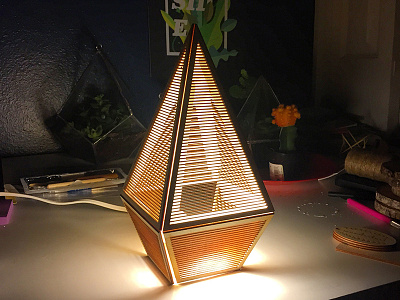 Laser Cut Lamp design geometric industrial industrial design lamp laser cut light nature prototype student wood wooden