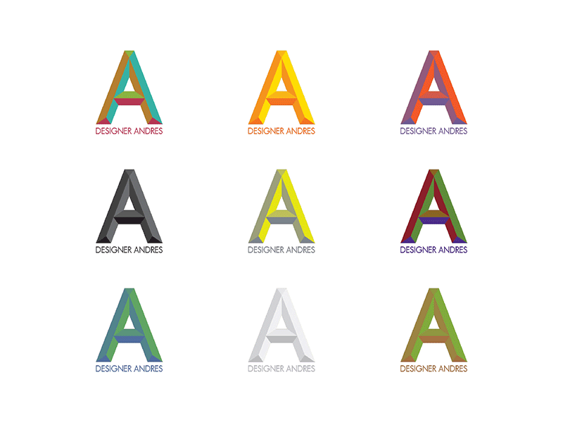 Designer Andres Wordmark Variations branding geometric gif icon identity lettering logo minimal typography wordmark