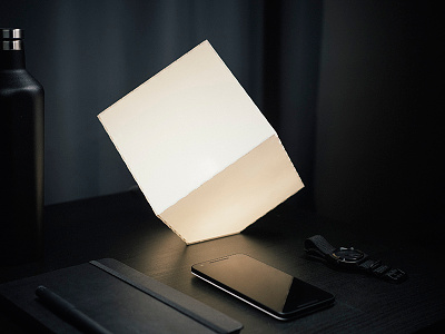 Cube Light cube geometric industrial design lamp laser cut minimal photography polygon product design