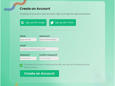 Glass Morphism Sign up Form Design