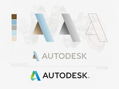 Autodesk - Logo Redesign Concept 3d autodesk logo logo redesign recoloring