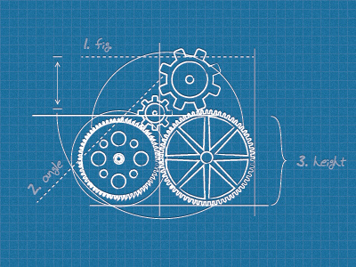 Gears Blue blue blueprint gears outline proportions