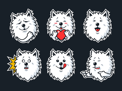 Fram, the samoyed, stickers design #2 apple dog graphic design illustration imessages puppy samoyed stickers