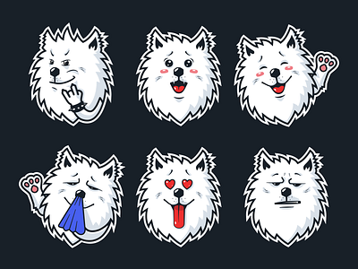 Fram, the samoyed, stickers design #3 apple dog graphic design illustration imessages puppy samoyed stickers